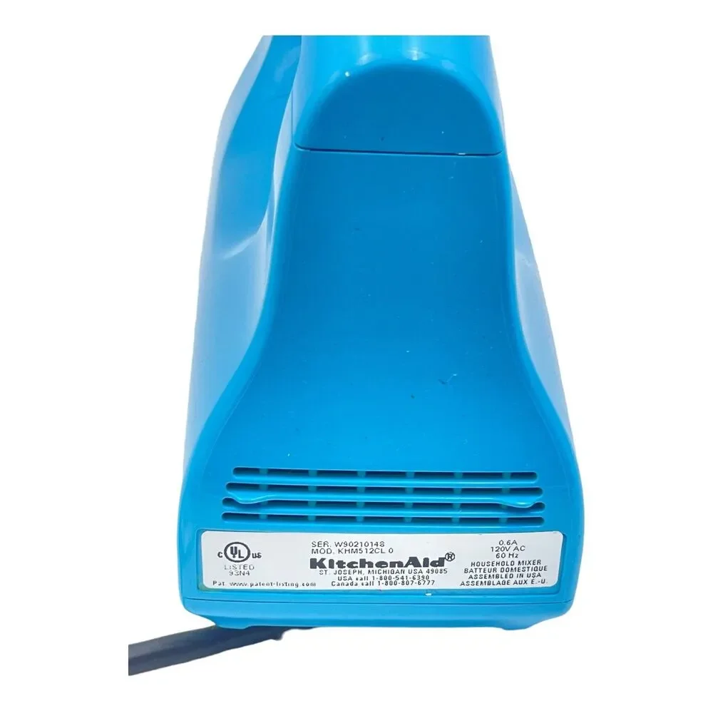 KitchenAid Made in USA 5-Speed Ultra Power Hand Mixer khm512cl Crystal Blue